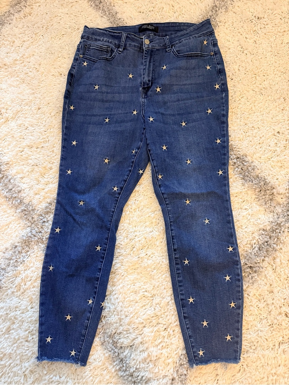 Judy Blue Dark Blue Star-Embroidered Skinny Jeans